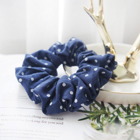 Chouchou à Pois Vintage Bleu & Blanc