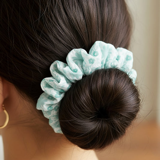 Chouchou XXL en Mousseline Fleurie Ally Vert