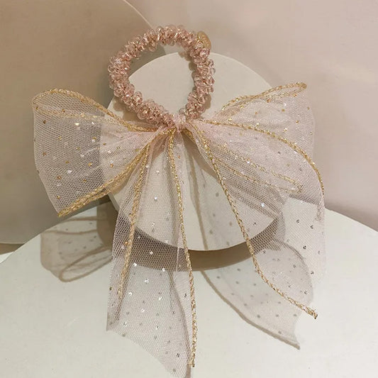 Chouchous en Perles Nœud Impérial - Rose & Cercle Rose