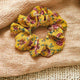 Chouchou en Satin Printanier Fleuri Jaune