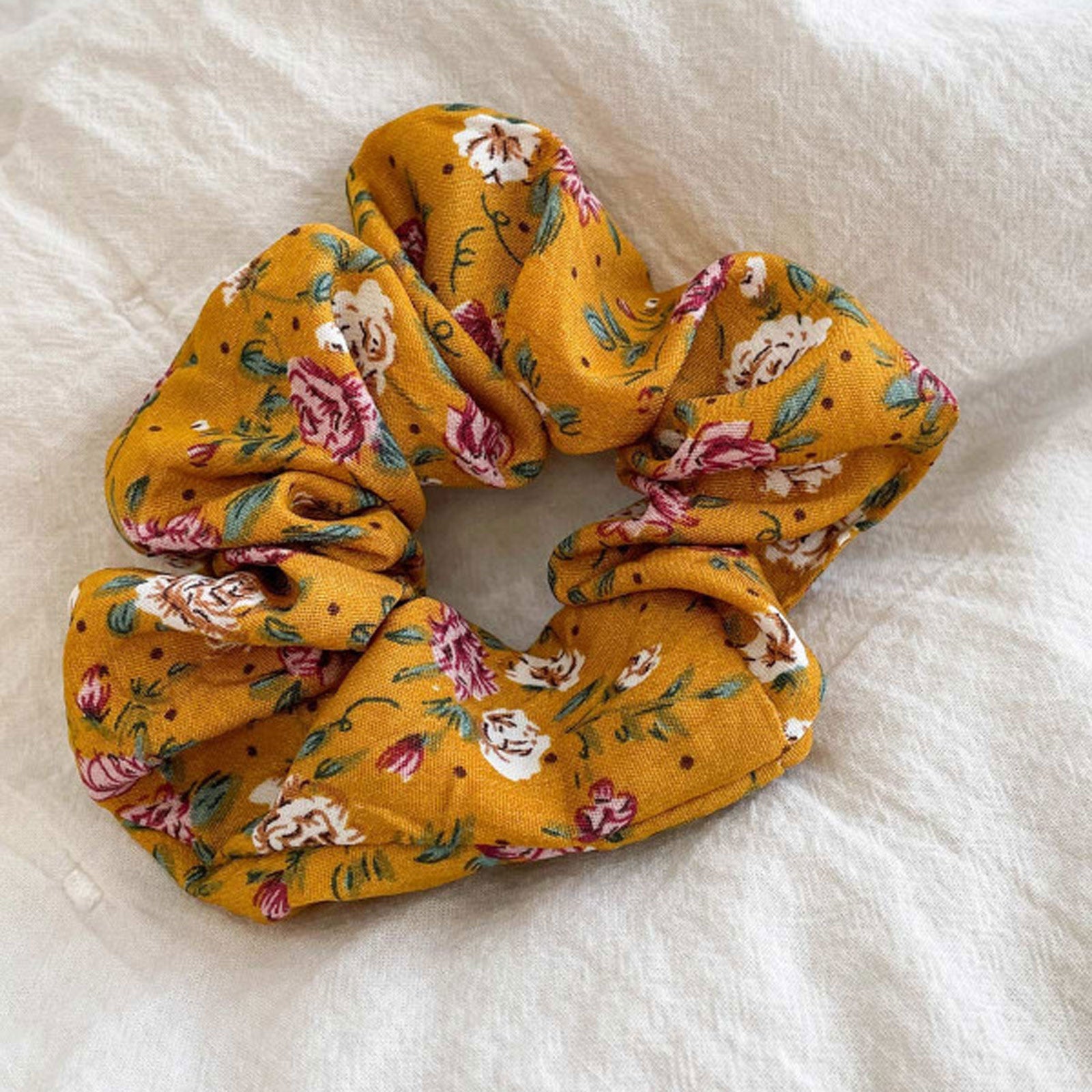 Chouchou Fleuri Printanier Jaune - Collection Sierra