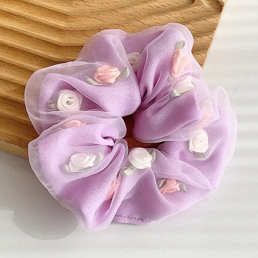 Chouchou Double Épaisseur Fleuri - Collection Rosée