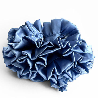 Chouchou Maxi pour Cheveux en Satin Uni Vaporeux Décontracté Bleu Roi