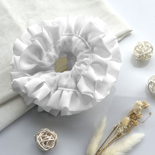 Chouchou Maxi pour Cheveux en Mousseline Vaporeuse Décontractée Blanc