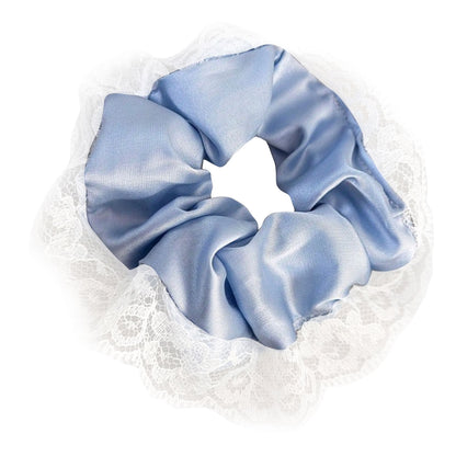 Chouchou en Satin avec Dentelle Bleu Ciel - Collection Hazel