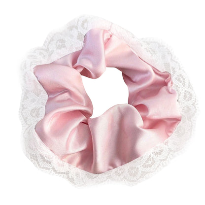 Chouchou en Satin avec Dentelle Rose - Collection Hazel