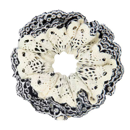 Chouchou en Dentelle Brodée Noir - Collection Rosemarie