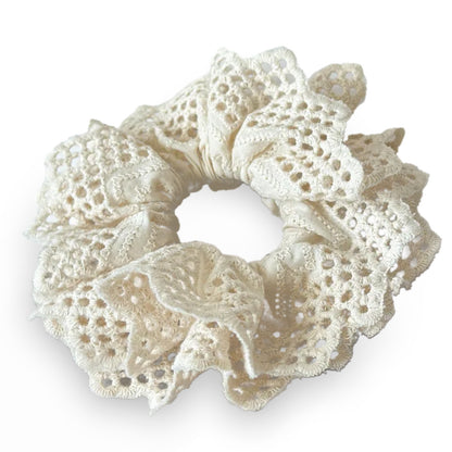Chouchou en Dentelle Brodée Ivoire - Collection Rosemarie