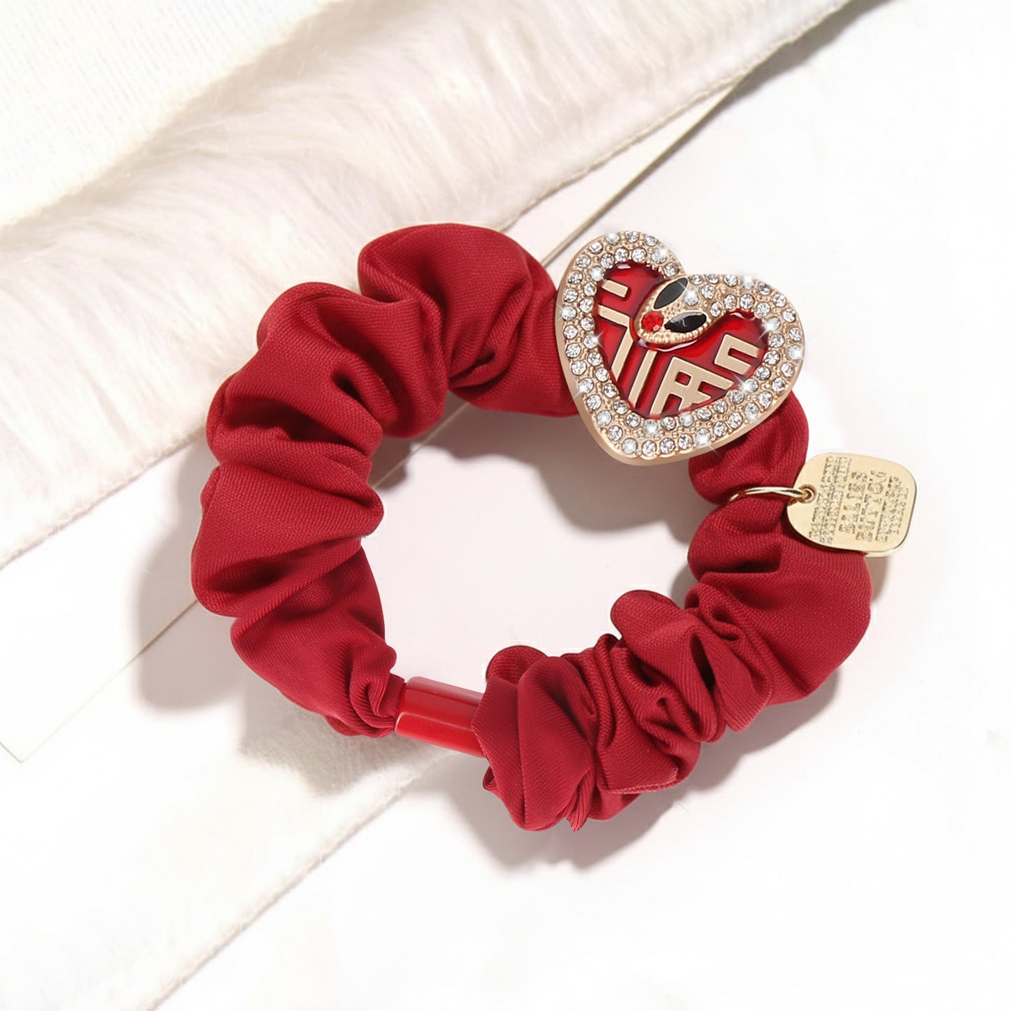 Chouchou en Satin Porte Bonheur Rouge - Serpent Riche