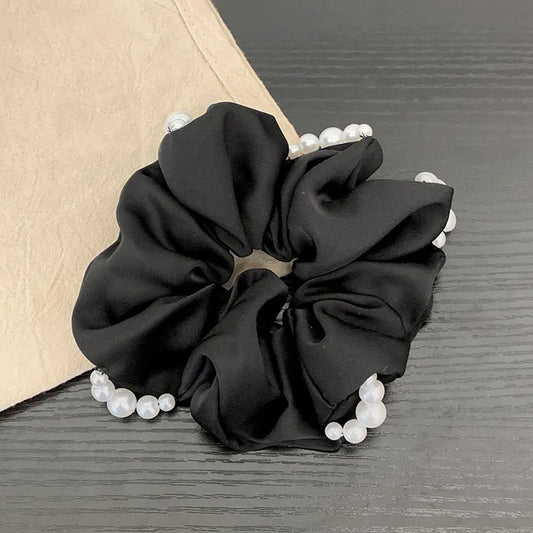 Chouchou en Satin Perlé Noir