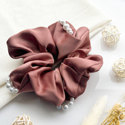 Chouchou en Satin Perlé Rose