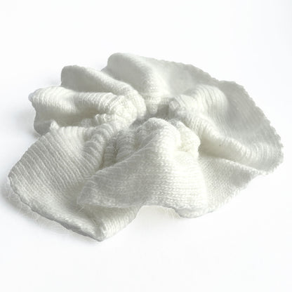 Chouchou Classique pour Cheveux en Maille Tricotée Rétro Chic Blanc