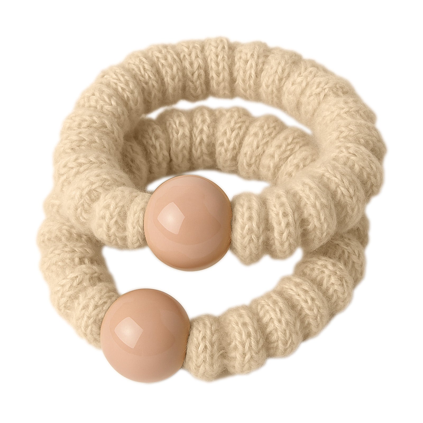 Duo de Chouchous en Maille avec Perle Astrid Beige