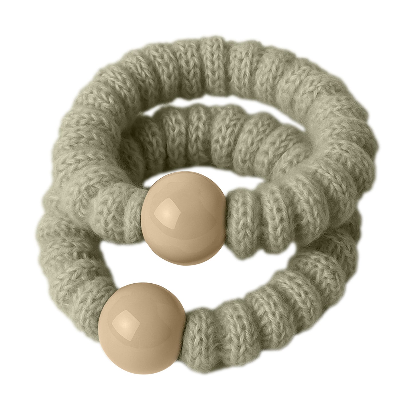 Duo de Chouchous en Maille avec Perle Astrid Vert