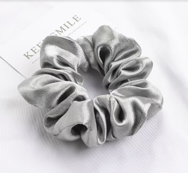 chouchou satin gris