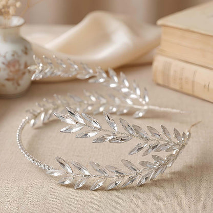 Couronne Feuilles de Laurier Strass Scintillants Bohème Raffiné