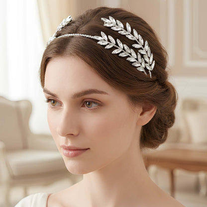Couronne Feuilles de Laurier Strass Scintillants Bohème Raffiné
