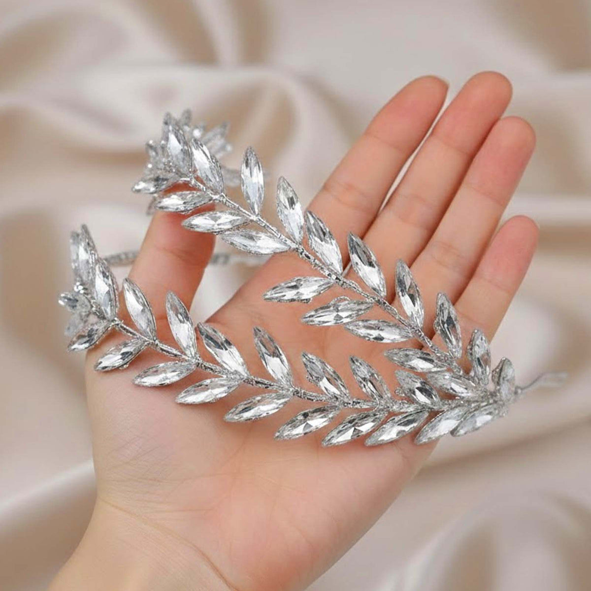 Couronne Feuilles de Laurier Strass Scintillants Bohème Raffiné