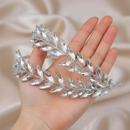 Couronne Feuilles de Laurier Strass Scintillants Bohème Raffiné
