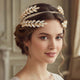 Couronne Grâce Antique Doré à Double Rang Feuilles de Lauriers en Cristaux Raffinée