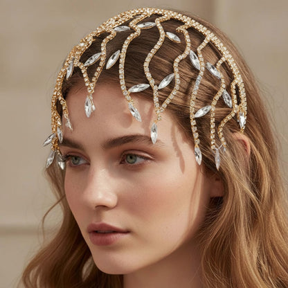 Couronne Contemporaine Dorée à Branches de Laurier Cristallisées