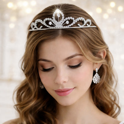Tiare Délicate Argenté Promesse à Fleur de Lotus en Cristaux Finement Serti