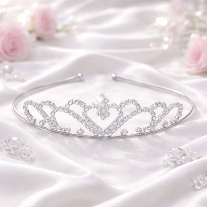 Tiare Délicate Sublime Argent à Cristaux Brillants Motif Cœurs Entrelacés