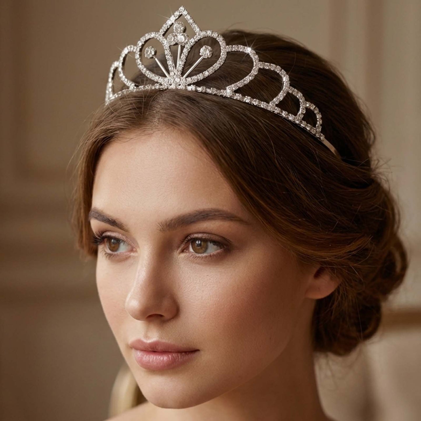 Diadème Fin Éclat Princesse en Strass à Motif Éventail