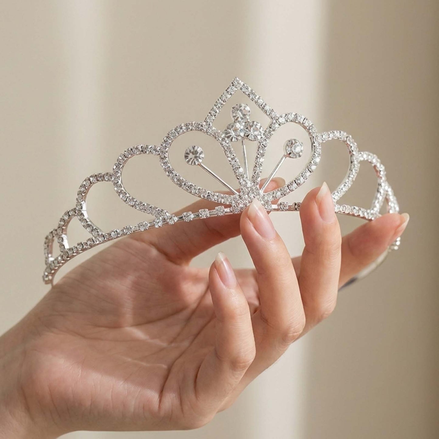 Diadème Fin Éclat Princesse en Strass à Motif Éventail