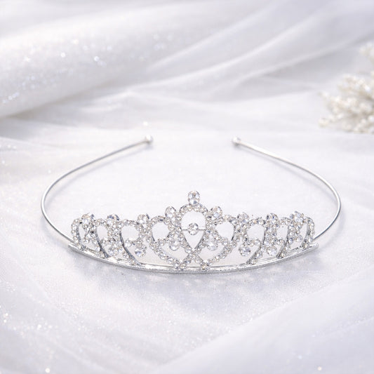 Diadème Fin Argenté en Strass Alba Flora Perles & Pétale