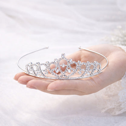 Diadème Fin Argenté en Strass Alba Flora Perles & Pétale