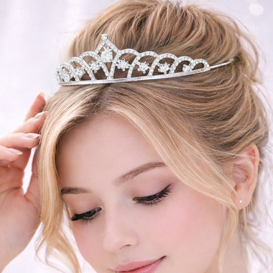 Diadème Fin Argenté Style Étoile Florale aux Fleurs Délicates