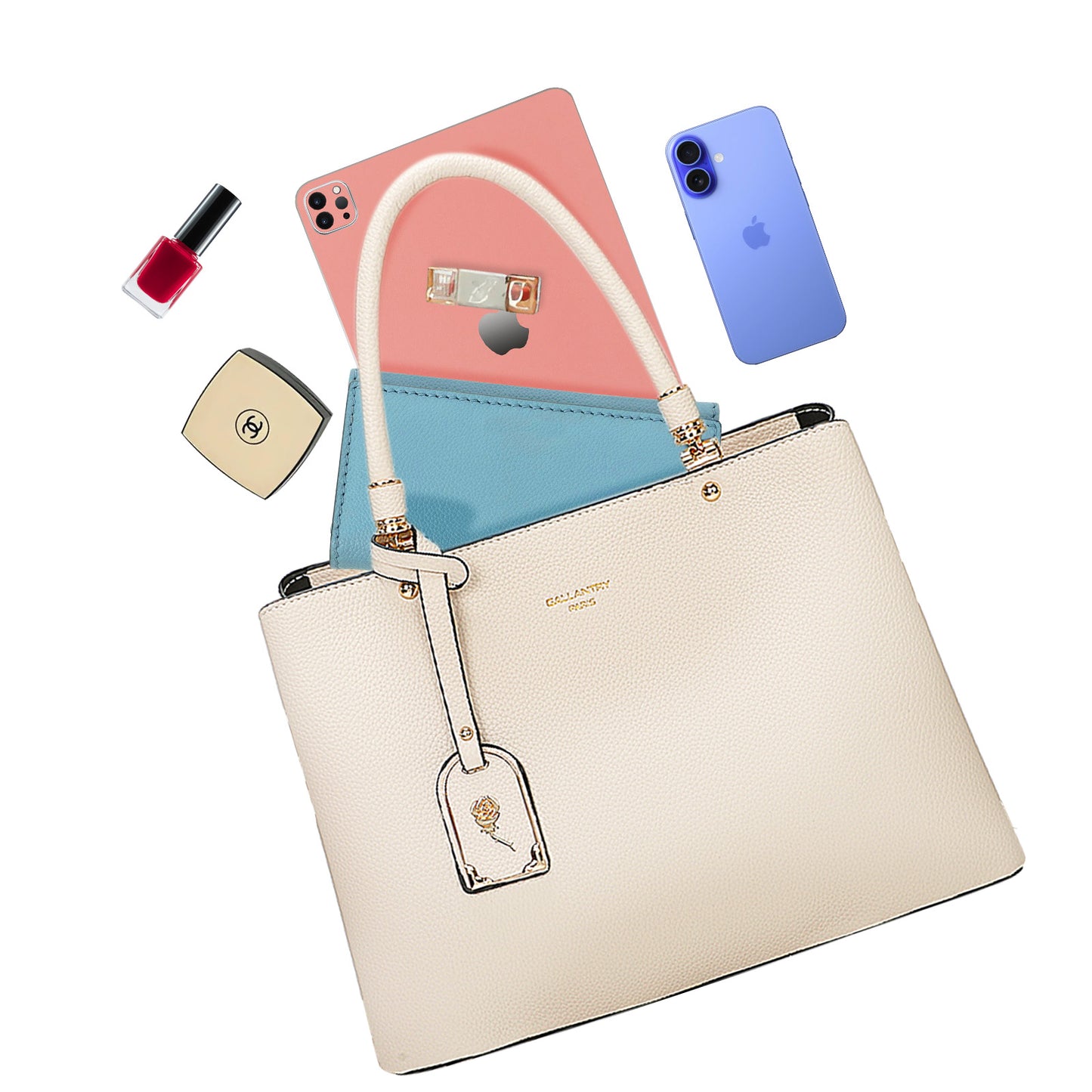 Sac à Main Cabas à Attache Florale Octavia Beige