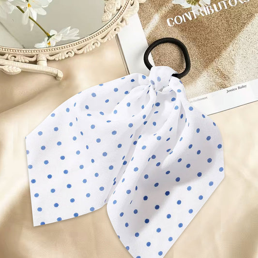 Élastique Foulard Lucille à Ruban Blanc à Pois