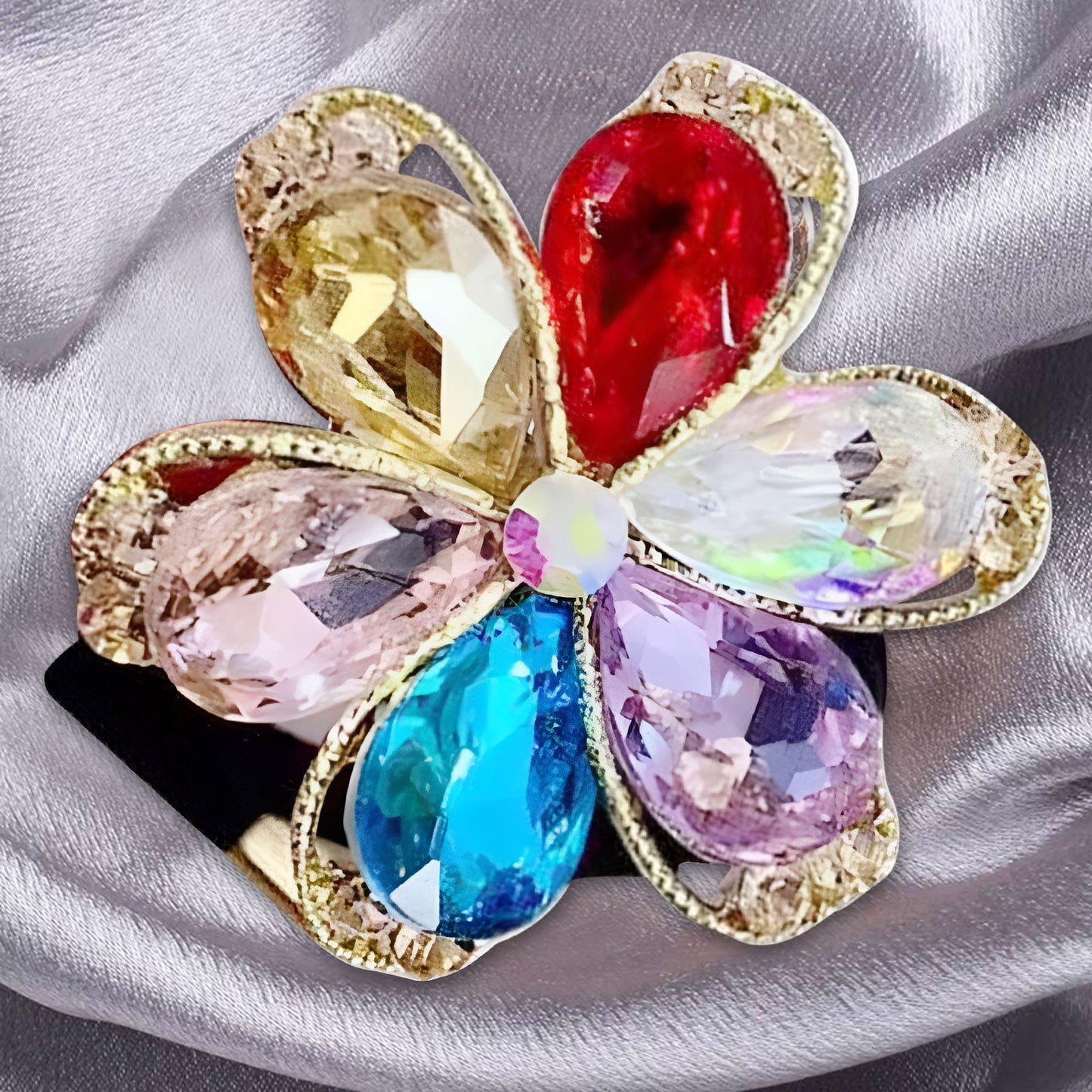 Élastique Élégant Grazielle à Fleur Lustrée Polychromé