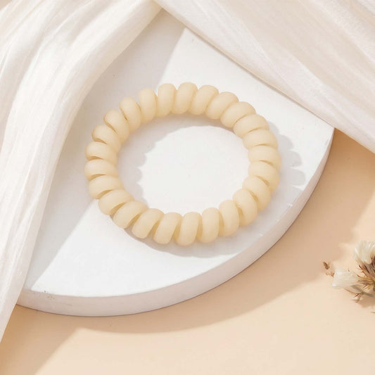 Élastique Spirale Effet Mat Douce Attache Blanc Ivoire