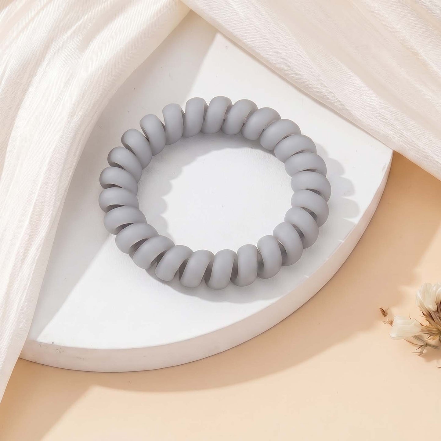 Élastique Spirale Effet Mat Douce Attache Quartz Argenté