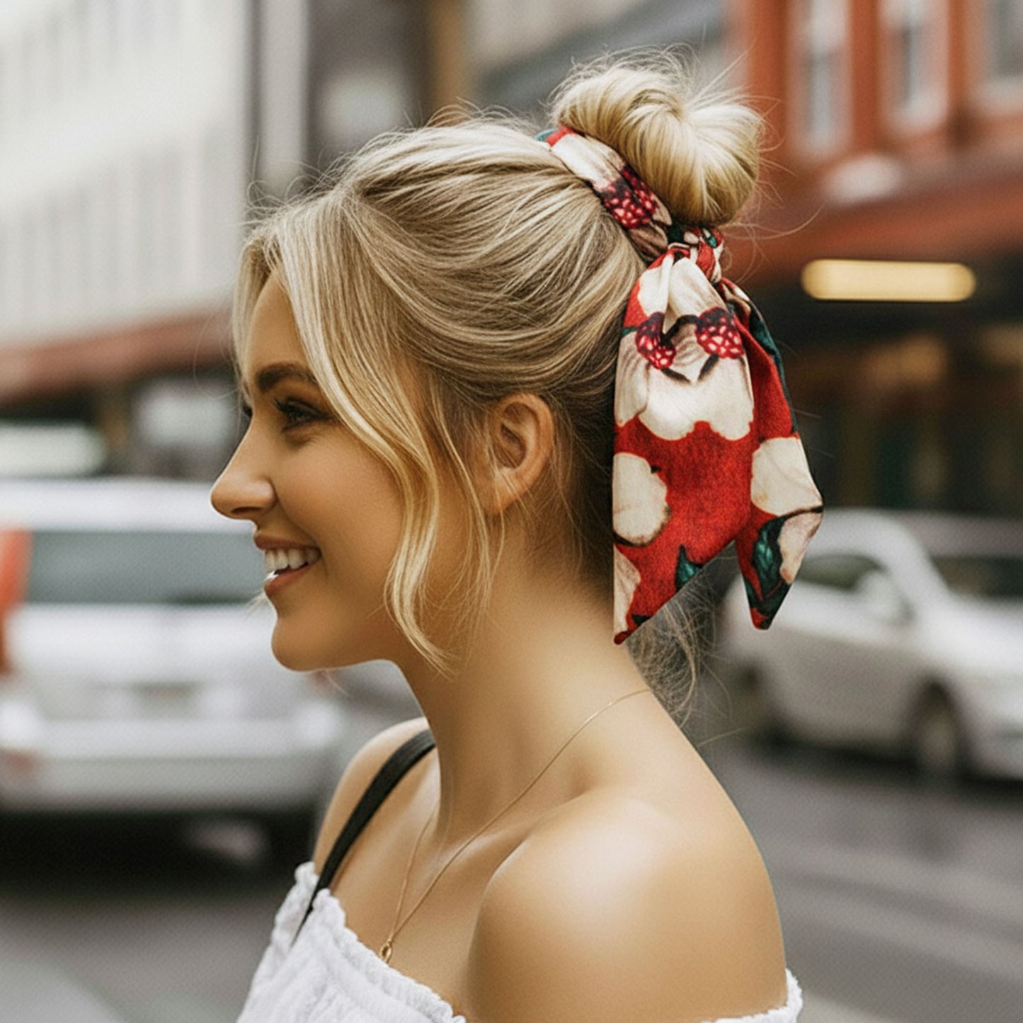 Chouchou Foulard Nyméria Imprimé Floral Vintage