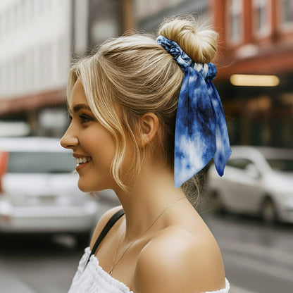 Chouchou Foulard Nyméria Tie and Dye Marine