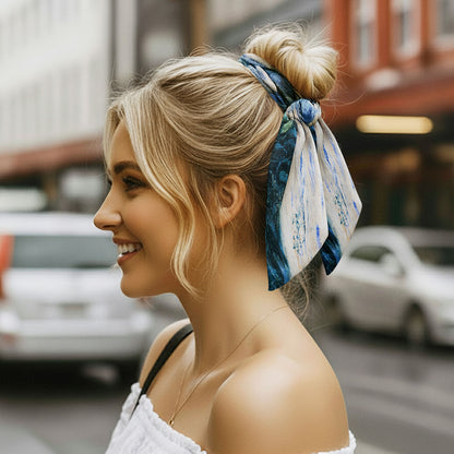 Chouchou Foulard Nyméria Aquarelle Bleu