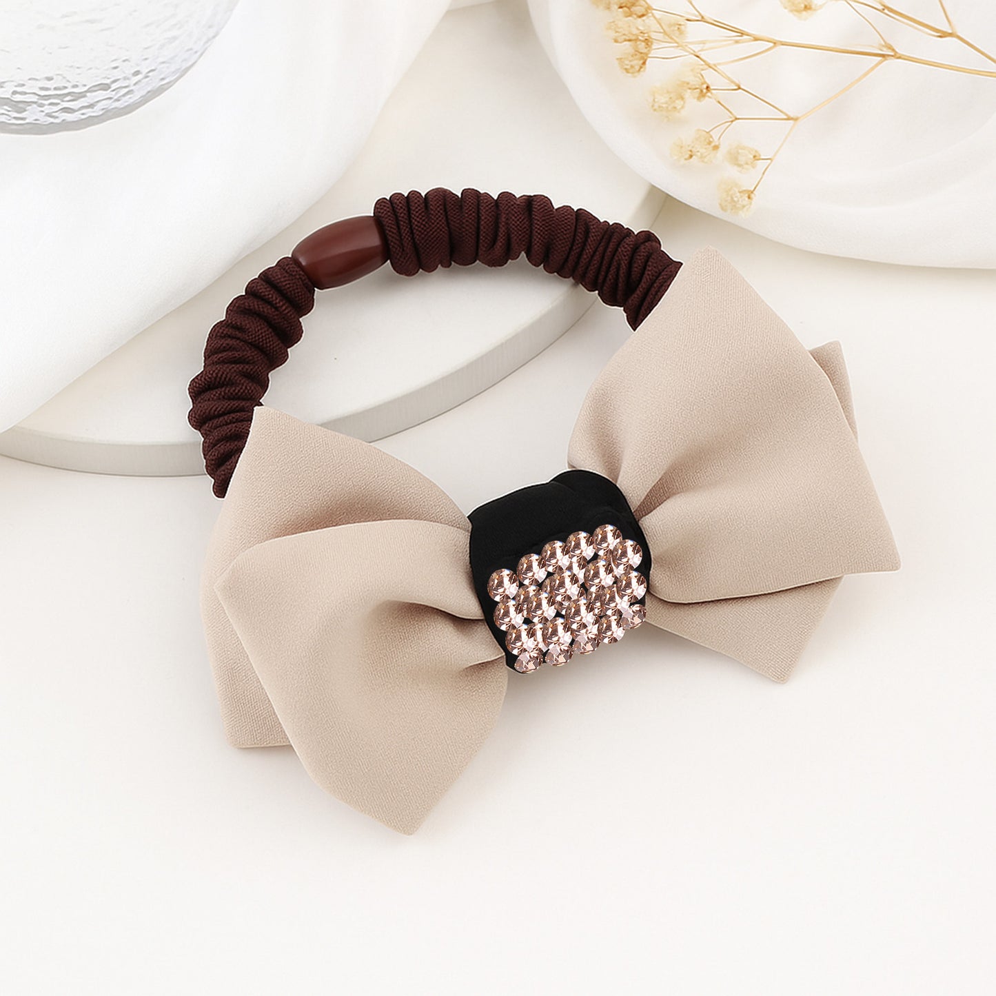 Élastique Casual Marcella avec Nœud et Strass Beige