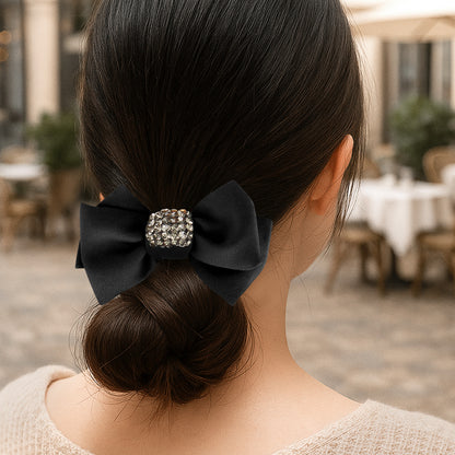 Élastique Casual Marcella avec Nœud et Strass Noir