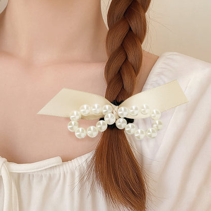 Élastique Vintage Blair à Nœud en Satin Perlé Beige