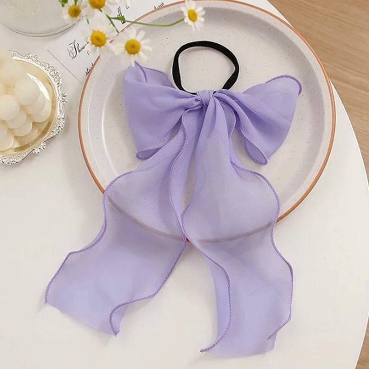 Élastique Casual Ashleen à Nœud Long Violet