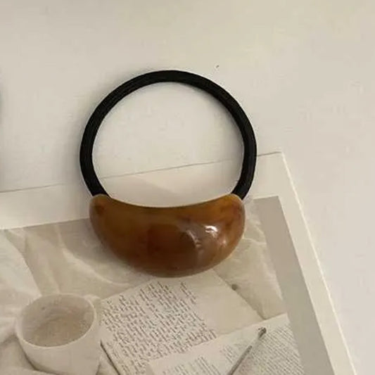 Élastique Casual pour Cheveux avec Perle Effet Bois Marron
