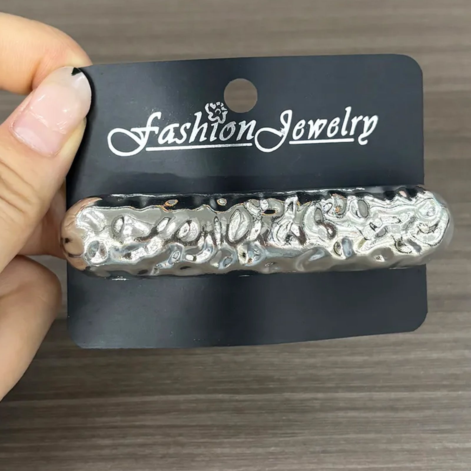 Barette Sculpturale pour Cheveux Fantaisie en Acier Inoxydable Argenté