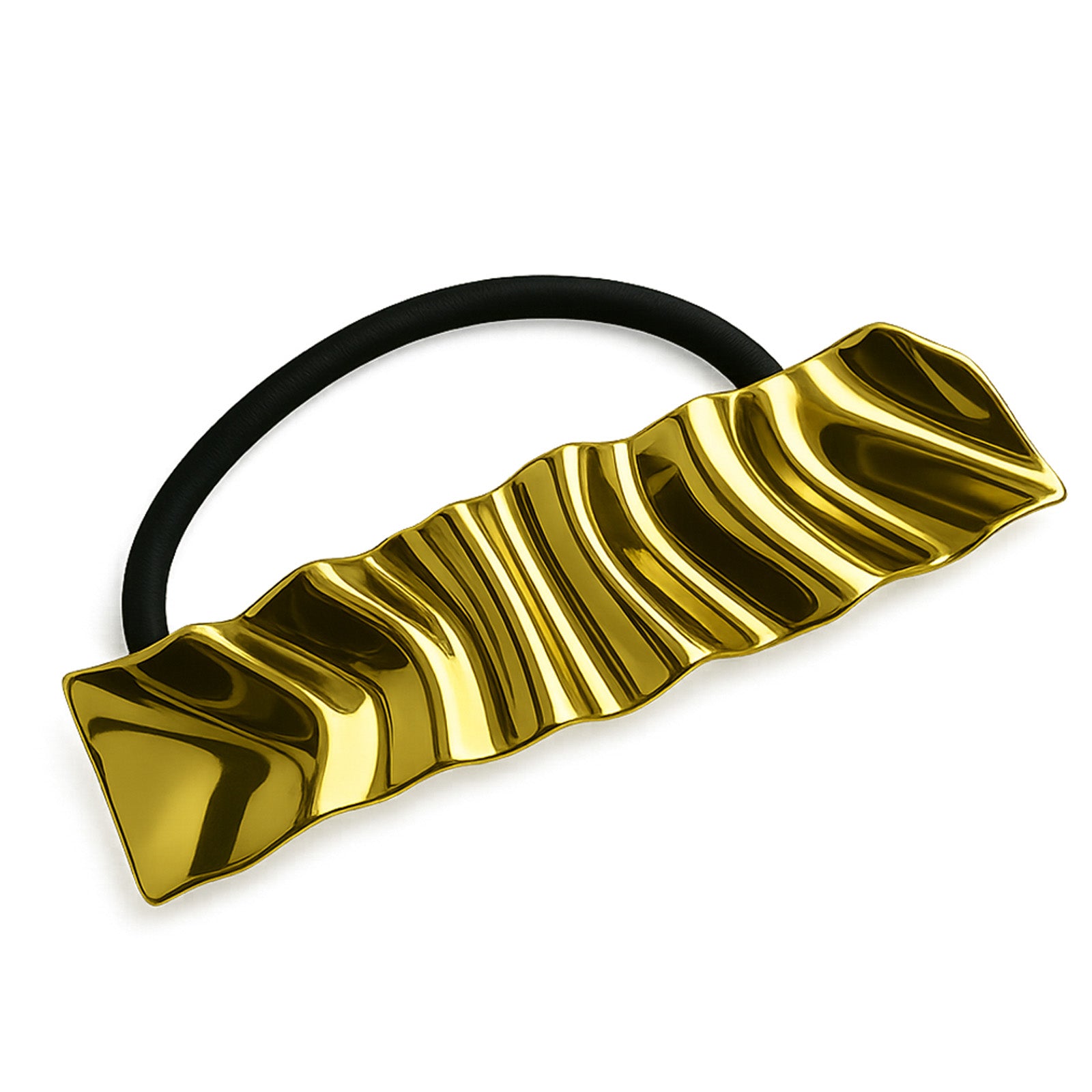 Élastique Casual pour Cheveux à Plis Effet Martelé Contemporain Doré