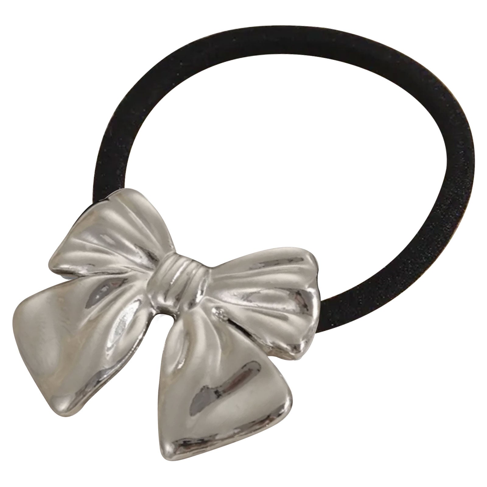 Élastique Casual pour Cheveux à Nœud Ruban Adorable Argenté