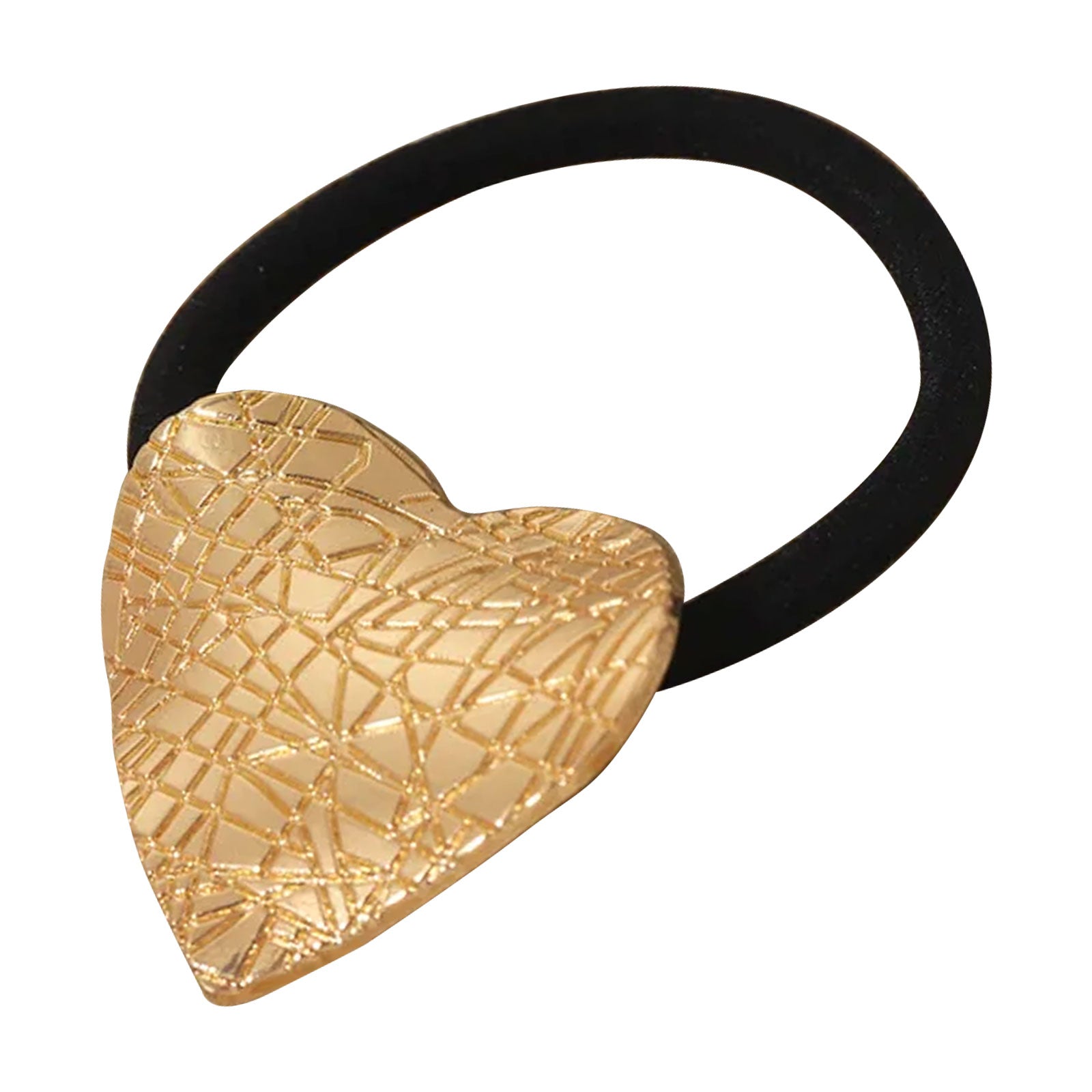 Élastique Casual pour Cheveux à Cœur Grainé Exquis Doré