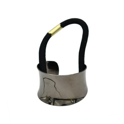 Élastique Casual pour Cheveux à Manchon Bague Effet Miroir Raffiné Noir